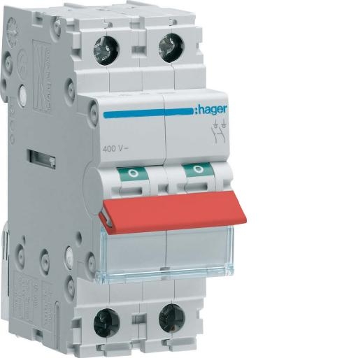 Hager Lastscheider 2-polig 125A, rode tuimel SBR299 afbeelding 2