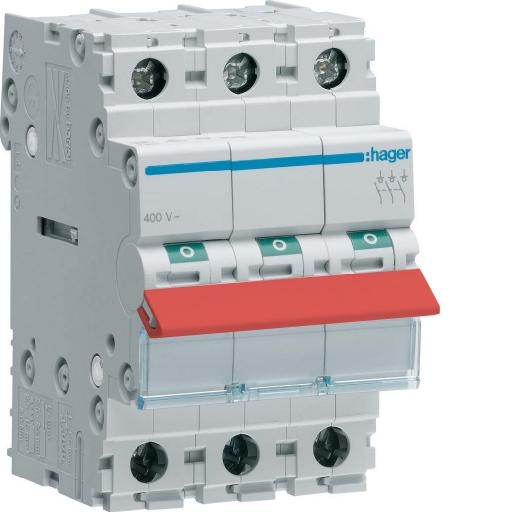 Hager Lastscheider 3-polig 80A, rode tuimel SBR380 afbeelding 2