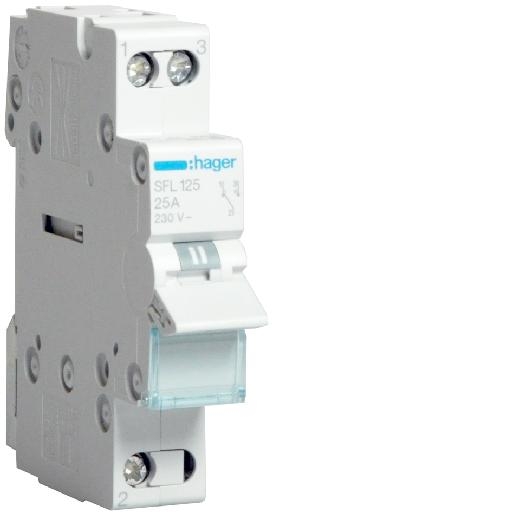 Hager Omschakelaar 1-P 1M/1V 25A I-II, common onder SFL125 afbeelding 2
