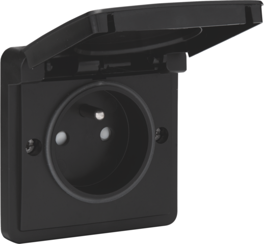 Niko Hydro waterdicht stopcontact enkelvoudig met penaarde zwart (761-36600)