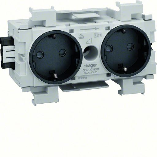 Contactdoos 2V+RA frontmontage Wago RAL9011 zwart afbeelding 2