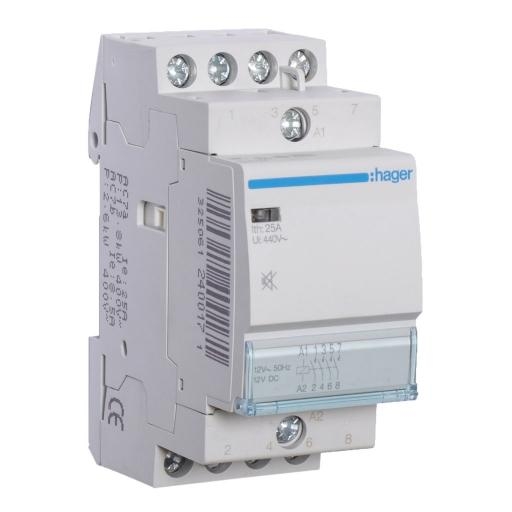 Hager Magneetschakelaar 25A 4M 12VDC geruisarm ESL425SDC afbeelding 2