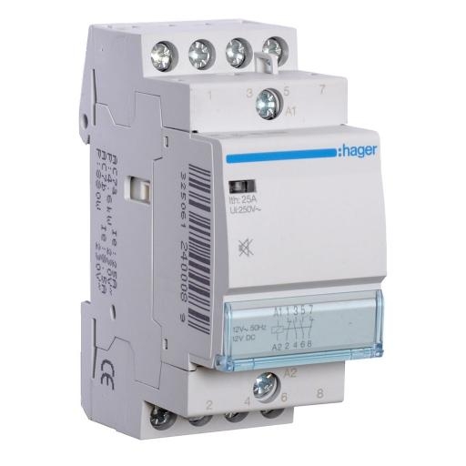 Hager Magneetschakelaar 25A 2M/2V 12VDC geruisarm ESL427SDC afbeelding 2