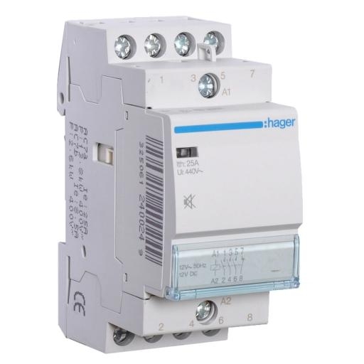 Hager Magneetschakelaar 25A 3M/1V 12VDC geruisarm ESL428SDC afbeelding 2