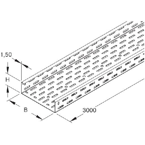 Kabelgoot dik 60 100mm perf. kopp 3m RS60.100F afbeelding 2