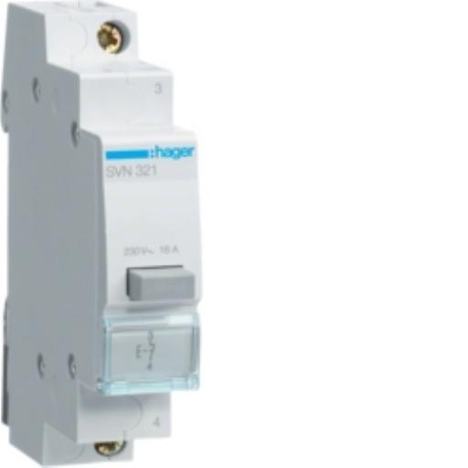 Hager Impulsdrukker 16A/230VAC 1v grijs SVN321 afbeelding 2