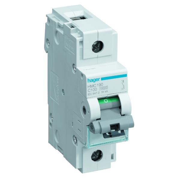 Hager Installatieautomaat 1-P C100A 15kA HMC190 afbeelding 2