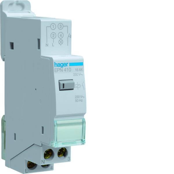 Hager Impulsrelais electr. 1m 230VAC/16A, voeding 250VAC EPN410 afbeelding 2