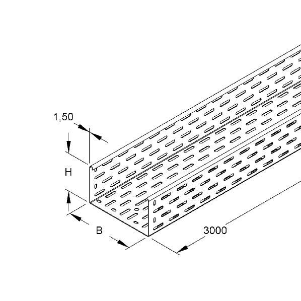 Kabelgoot dik 110 200mm perf. kopp 3m RS110.200F afbeelding 2