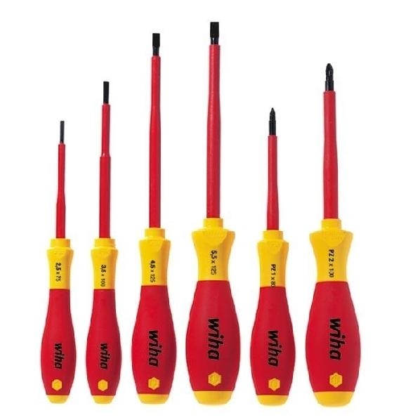 Wiha schroevendraaier SoftFinish electric sleufkop Pozidriv-schroevendraaierset, 6-delig 25477