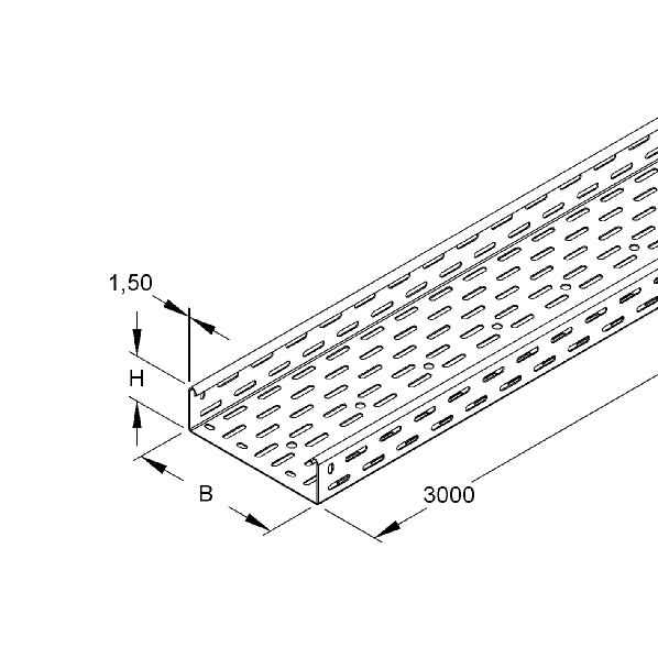 Kabelgoot dik 60 500mm perf. kopp 3m RS60.500 afbeelding 2