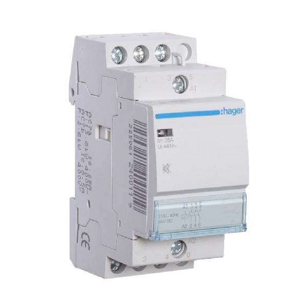 Hager Magneetschakelaar 25A 3V 12VDC geruisarm ESL326SDC afbeelding 2