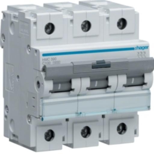 Hager Installatieautomaat 3-P C100A 15kA HMC390 afbeelding 2