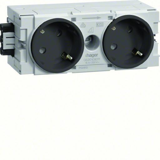 Contactdoos 45° 2V+RA C-profiel Wago RAL9011 zwart afbeelding 2