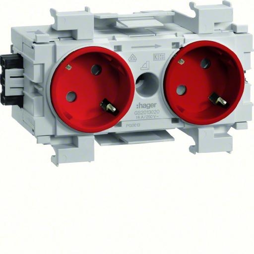 Contactdoos 45° 2V+RA frontmontage Wago R3020 rood afbeelding 2