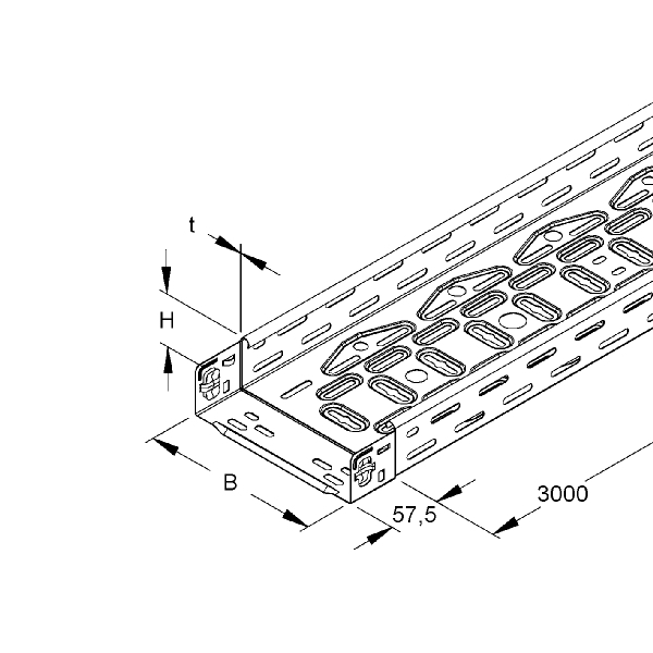 Kabelgoot dun 60 100mm perf. kopp 3m RLVC60.100 afbeelding 2