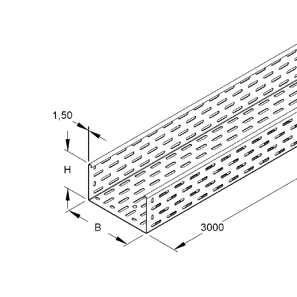 Kabelgoot dik 110 100mm perf. OV 3m RS110.100OV afbeelding 2