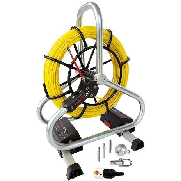 Glasvezeltrekveer 80M Profi Set 4,5MM Runpotec voor buizen tot 80mm inclusief standaard 10050