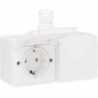Niko Hydro Wandcontactdoos RA 2-voudig IP55 horizontaal 1x wartel M20 steek opbouw wit 701-37846 afbeelding 2