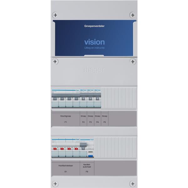 Hager 4-groepenkast 3-F,HS,1HACO,3MCCBdirect +D VKG013K-D afbeelding 2