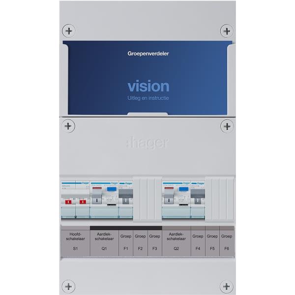 Hager 2-groepenkast 1-F,HS,2ALS2/30mA,1+1MCCB 365mm VKG11B afbeelding 2