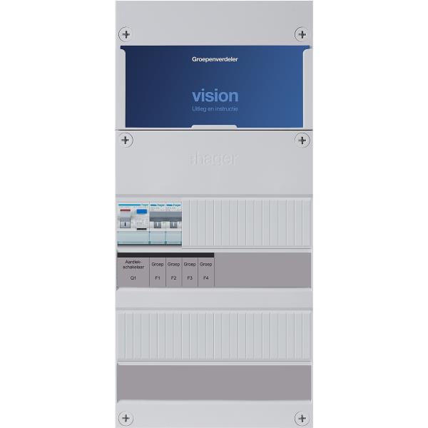 Hager 2-groepenkast 1-F,1ALS2/30mA,2MCCB 475mm VKG200H