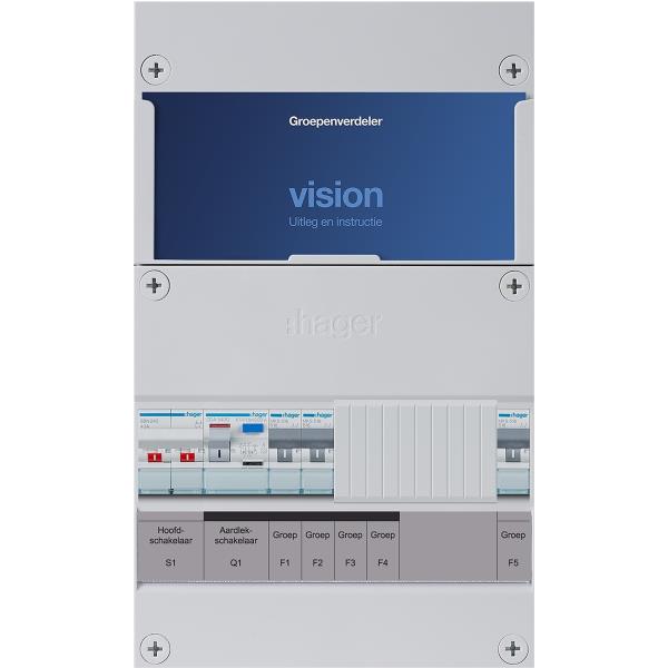 Hager 3-groepenkast 1-F,HS,1ALS2/30mA,2MCCB,1-direct 365 VKG201A afbeelding 2
