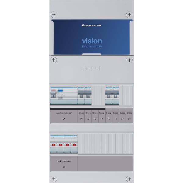 Hager 4-groepenkast 3-F,HS,1ALS4/30mA,2MCCB,2MCCBdirect VKG202K afbeelding 2