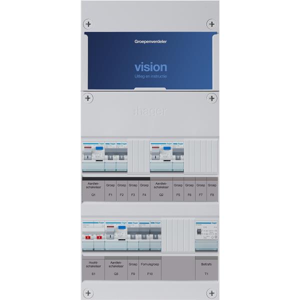 Hager 4-groepenkast 1-F,HS,2ALS2/30mA,3+1xMCCB +F+T VKG211E-FT afbeelding 2