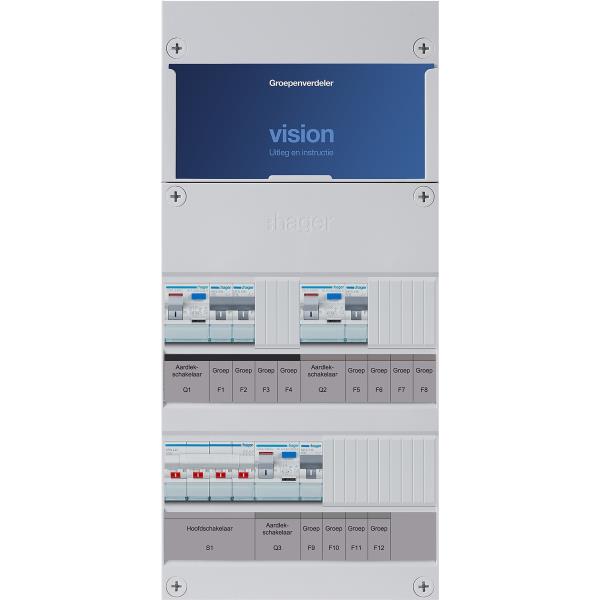 Hager 4-groepenkast 3-F,HS,3ALS2/30mA,2+1+1MCCB VKG211L afbeelding 2