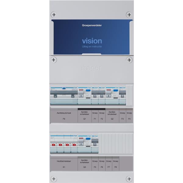 Hager 4-groepenkast 3-F,HS,3ALS2/30mA,2+1+1MCCB +B VKG211L-B afbeelding 2
