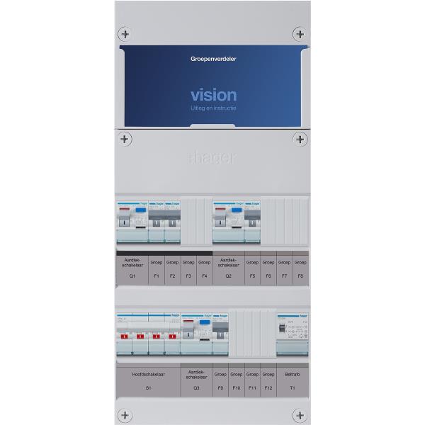 Hager 4-groepenkast 3-F,HS,3ALS2/30mA,2+1+1MCCB +T VKG211L-T afbeelding 2