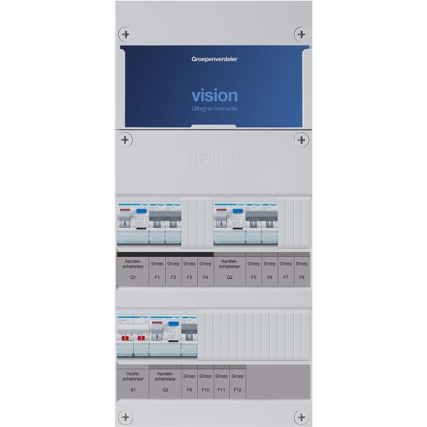 Hager 5-groepenkast 1-F,HS,3ALS2/30mA,2+2+1MCCB VKG221E afbeelding 2