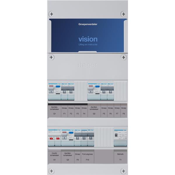 Hager 5-groepenkast 1-F,HS,3ALS2/30mA,2+2+1MCCB +F+T VKG221E-FT afbeelding 2