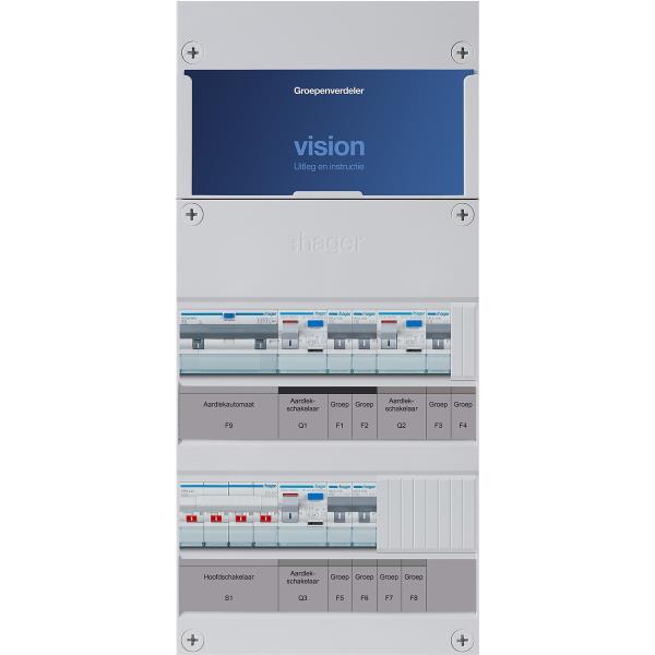 Hager 5-groepenkast 3-F,HS,3ALS2/30mA,2+2+1MCCB +B VKG221L-B afbeelding 2