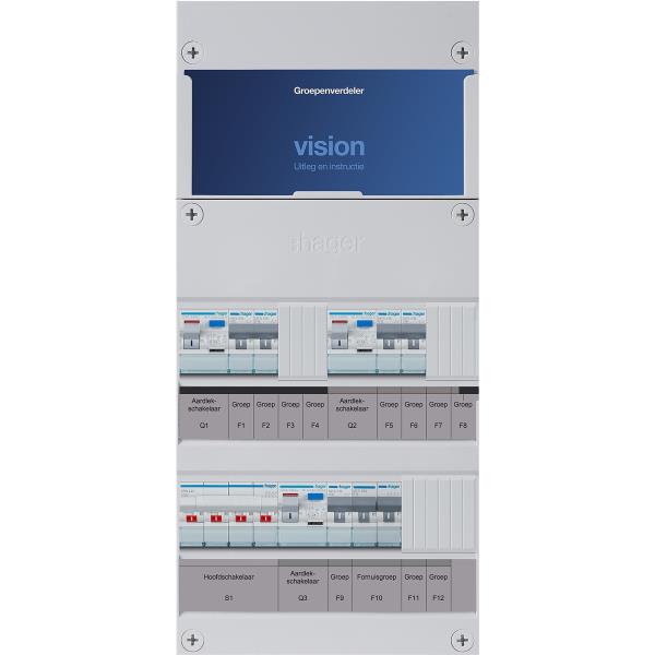 Hager 5-groepenkast 3-F,HS,3ALS2/30mA,2+2+1MCCB +F VKG221L-F afbeelding 2