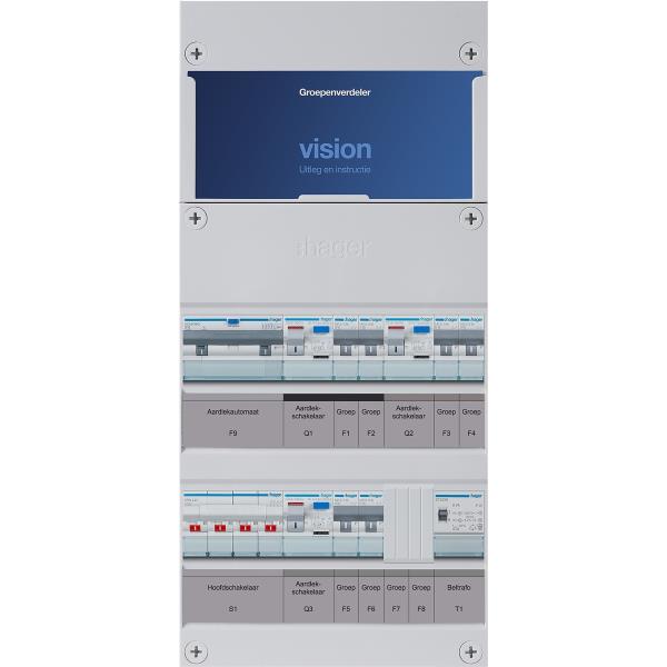 Hager 6-groepenkast 3-F,HS,3ALS2/30mA,2+2+2MCCB +B+T VKG222L-BT afbeelding 2