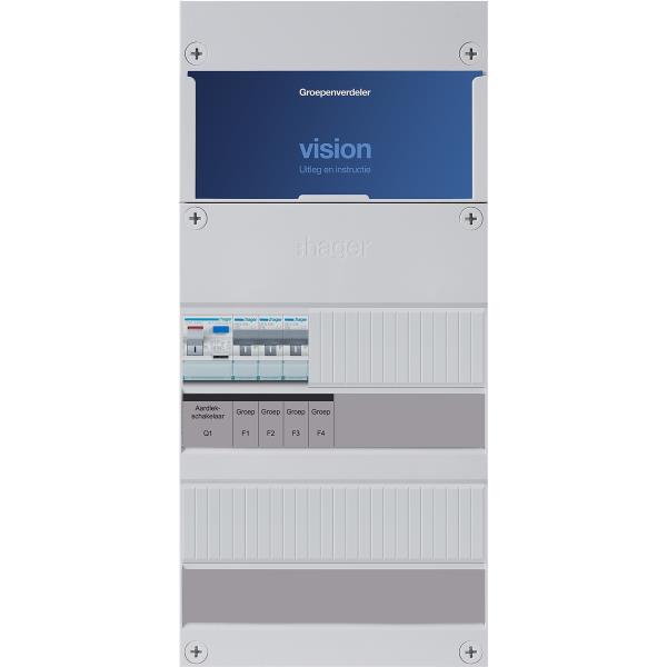 Hager 3-groepenkast 1-F,1ALS2/30mA,3MCCB H=475mm VKG300H afbeelding 2