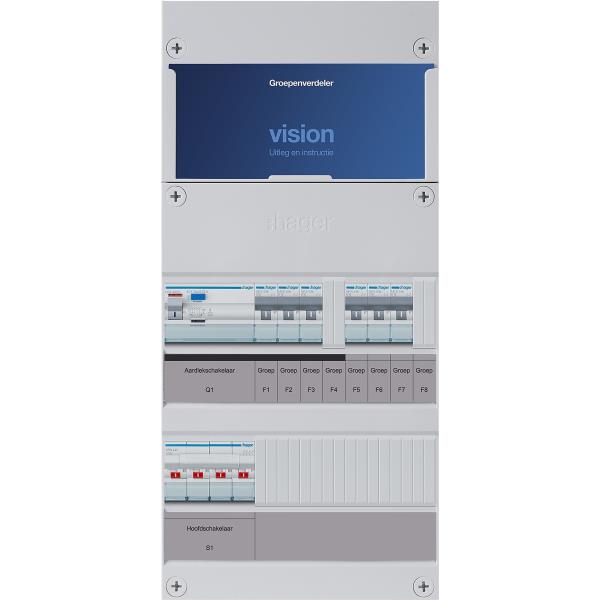 Hager 6-groepenkast 3-F,HS,1ALS4/30mA,3MCCB,3MCCBdirect VKG303K afbeelding 2