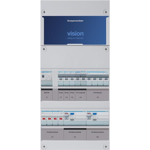 Hager 3-groepenkast 3-F,HS,2ALS4/30mA,3MCCB +F+K+T VKG30L-FKT afbeelding 2