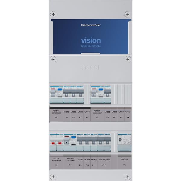Hager 7-groepenkast 1-F,HS,3ALS2/30mA,3+1+3MCCB +F+T VKG313E-FT afbeelding 2