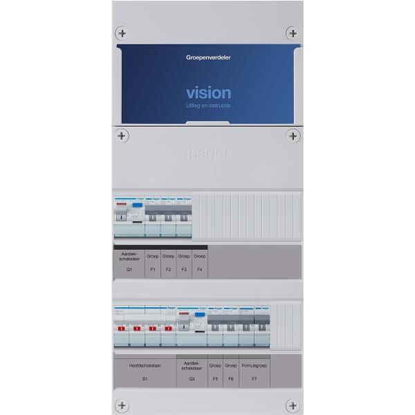 Hager 5-groepenkast 3-F,HS,2ALS2/30mA,3+2MCCB +F VKG320L-F afbeelding 2