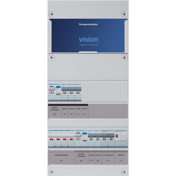 Hager 5-groepenkast 3-F,HS,2ALS2/30mA,3+2MCCB +F+T VKG320L-FT afbeelding 2