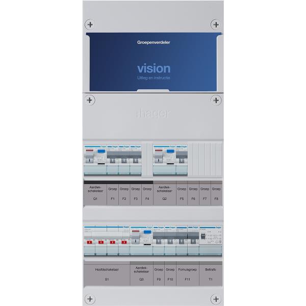Hager 6-groepenkast 3-F,HS,3ALS2/30mA,3+2+1MCCB +F+T VKG321L-FT afbeelding 2