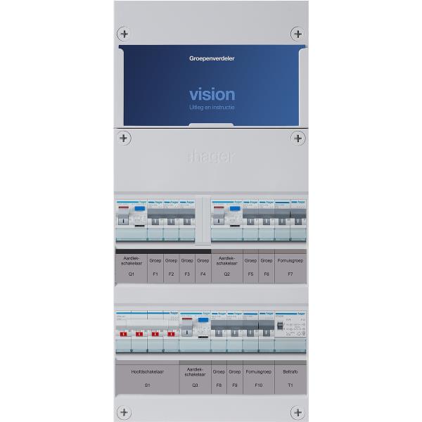 Hager 7-groepenkast 3-F,HS,3ALS2/30mA,3+2+2MCCB +F+F+T VKG322L-FFT afbeelding 2
