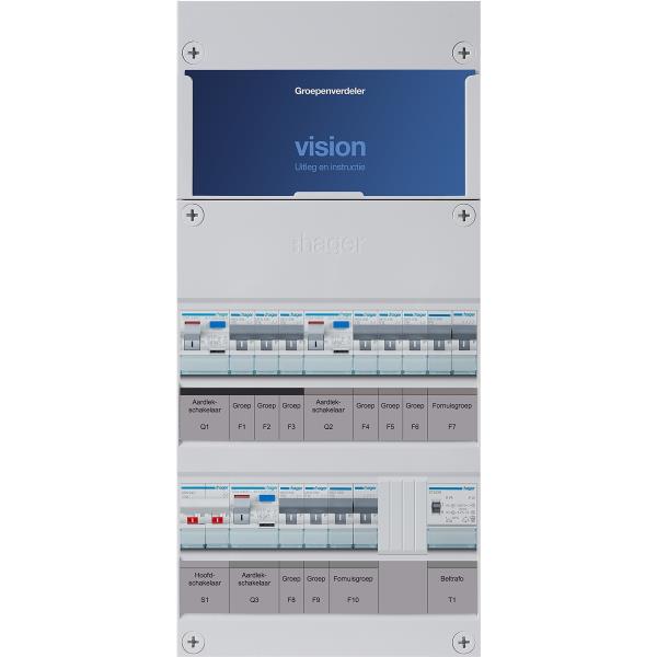 Hager 8-groepenkast 1-F,HS,3ALS2/30mA,3+2+3MCCB +F+F+T VKG323E-FFT afbeelding 2
