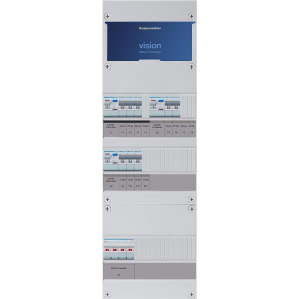 Hager 8-groepenkast 3-F,HS,3ALS2/30mA,3+2+3MCCB H=695mm VKG323M afbeelding 2