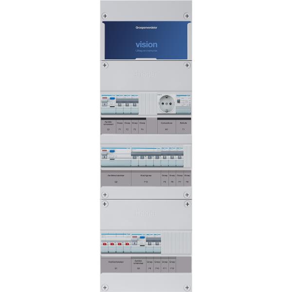 Hager 8-groepenkast 3-F,HS,3ALS2/30mA,3+2+3MCCB +K+T+W VKG323M-KTW afbeelding 2