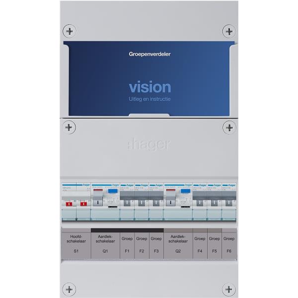 Hager 5-groepenkast 1-F,HS,2ALS2/30mA,3+2MCCB,1direct +G VKG32B-G afbeelding 2