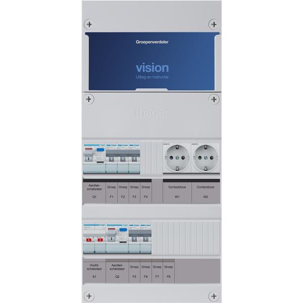 Hager 5-gr.kast 1-F,HS,2ALS2/30mA,3+2MCCB,1direct +W+W VKG32E-WW afbeelding 2
